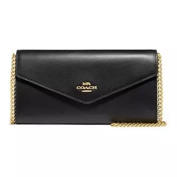 COACH Сумка-конверт из коровьей кожи, сумка-кошелек, сумка через плечо, сумка через плечо, среднего размера, женская, черная
