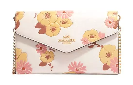 COACH Сумка-конверт из натуральной кожи, клатч, маленький размер, женский, белый