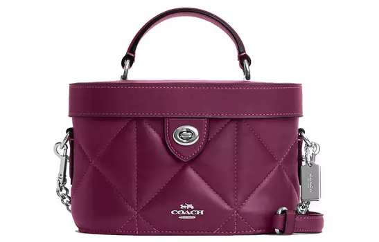 COACH Сумка-коробка Kay из кожи наппа, сумка-мессенджер, сумка через плечо, маленькая женская, фиолетового цвета