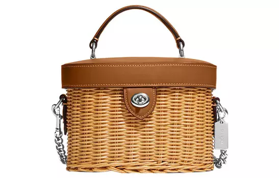 COACH Сумка-коробка Kay Leather, сумка через плечо, маленькая, женская, темно-коричневого цвета