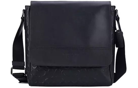 COACH Сумка-кошелек Houston Leather Map Bag, сумка через плечо, мужская, черного цвета, среднего размера