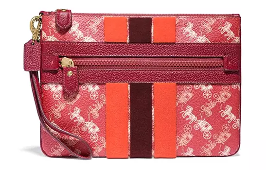 COACH Сумка-кошелек из коровьей кожи с искусственным ремешком, клатч среднего размера для женщин, красный