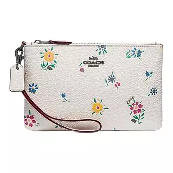 COACH Сумка-кошелек из кожи на запястье, портмоне, женская, белая