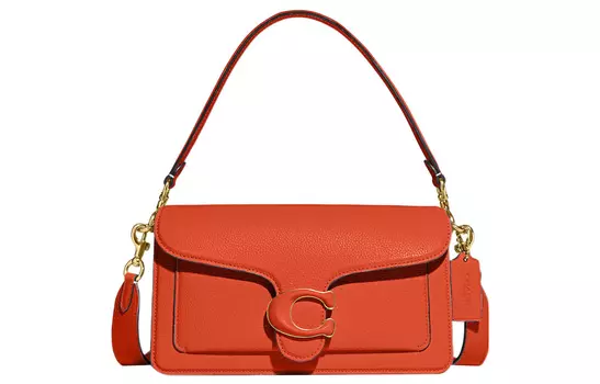 COACH Сумка-кошелек из кожи полосатого цвета, женская, оранжево-красная, через плечо