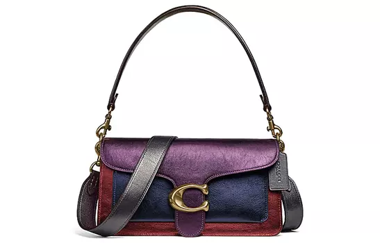 COACH Сумка-кошелек из разноцветной кожи, цвет "винный бог", женская, фиолетовая, синяя, красная