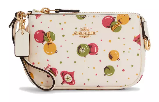 COACH Сумка-кошелек Nolita Canvas Leather, сумка на плечо, сумка на запястье, клатч, маленький размер, женская, белая