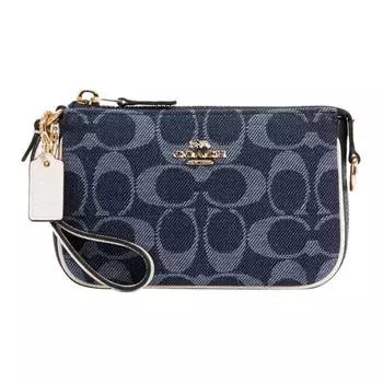 COACH Сумка-кошелек Nolita из жаккардовой ткани с кожей, сумка через плечо, клатч, сумка на запястье, мини-сумка женская, джинсовая, синяя