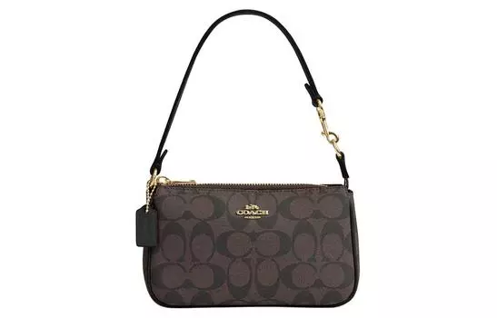 COACH Сумка-кошелек Nolita PVC с кожей, женская, коричневая, с ручкой, сумка-труба