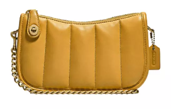 COACH Сумка-кошелек Swinger из овчины, женская, ярко-желтая, через плечо