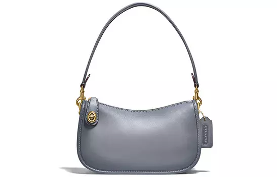 COACH Сумка-кошелек Swinger Leather на одно плечо, женская, гранитно-серого цвета, среднего размера