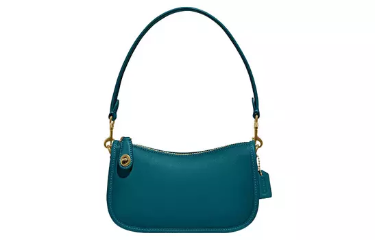 COACH Сумка-кошелек Swinger Leather, женская, цвет "озерно-зеленый"