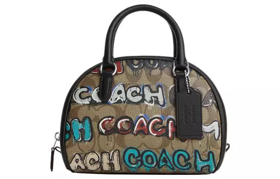 COACH Сумка-купол из кожи и холста, коллекция Mint+Serf Sydney Collaboration, женская сумка-мешок цвета хаки, небольшого размера
