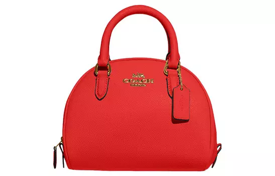 COACH Сумка-купол из кожи Sydney Cross Stitch, сумка-мессенджер, через плечо, маленькая женская, цвет Miami Red