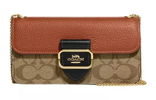 COACH Сумка квадратная из коровьей кожи Morgan, ручная сумка через плечо, женская, небольшого размера, цвета хаки и коричневого