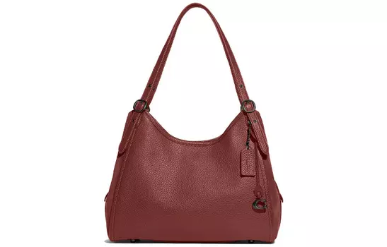 COACH Сумка Lori из шагреневой кожи с замшей, женская, красно-коричневая
