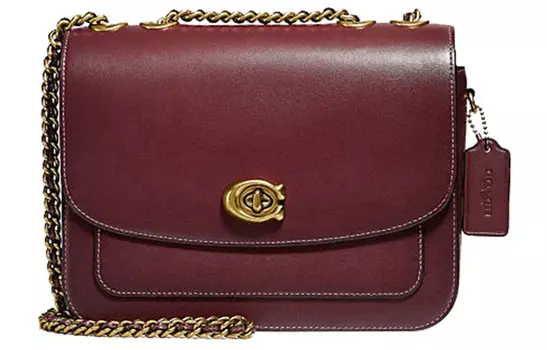 COACH Сумка Madison Leather Small Square Bag Crossbody Bags, женские сумки через плечо, бордового цвета