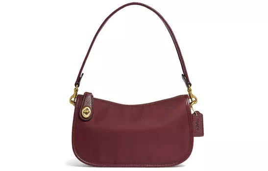 COACH Сумка-мешок Swinger Nylon через плечо, женская сумка для маджонга, бордовая