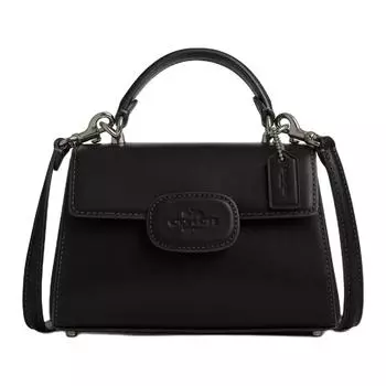 COACH Сумка-мессенджер Eliza Premium из телячьей кожи, сумка через плечо, маленькая женская, золотисто-черного цвета