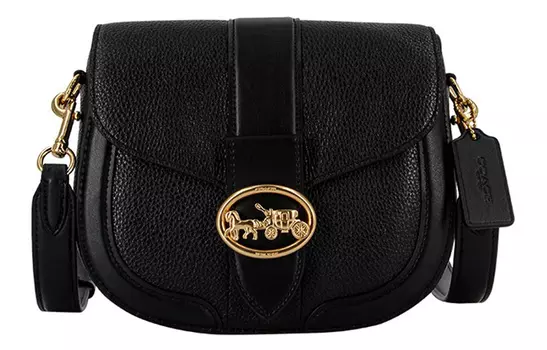 COACH Сумка-мессенджер Georgie Leather Bacchus, сумка-седло, сумка через плечо, маленькая, женская, черная