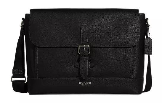 COACH Сумка-мессенджер Hudson Cow Leather через плечо, большая мужская, черная