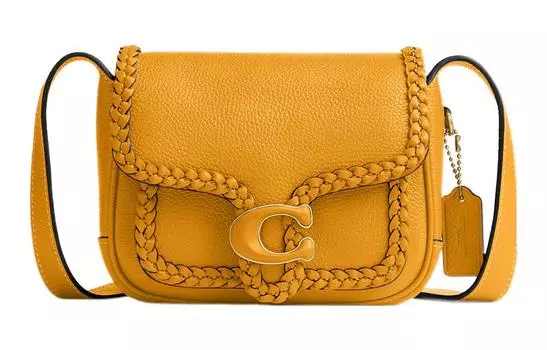 COACH Сумка-мессенджер из гладкой телячьей кожи, наплечная сумка, маленькая женская, желтая