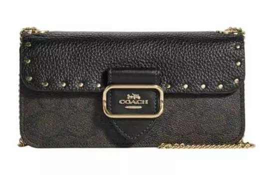 COACH Сумка-мессенджер из коровьей кожи, квадратная, через плечо, небольшого размера, женская, черного цвета