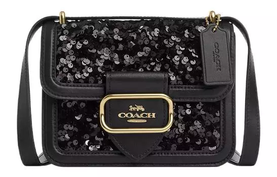 COACH Сумка-мессенджер из коровьей кожи, квадратная, через плечо, маленькая женская, черная