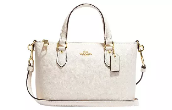 COACH Сумка-мессенджер из кожи Cross Grain, сумка через плечо, мини-сумка для женщин, молочно-белая