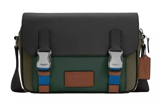 COACH Сумка-мессенджер из кожи, сумка через плечо, обычная мужская, черная, яшмовая, коричневая и зеленая