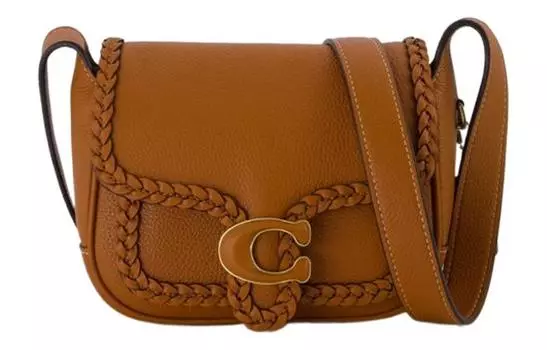 COACH Сумка-мессенджер из телячьей кожи, через плечо, маленькая, женская, коричневого цвета