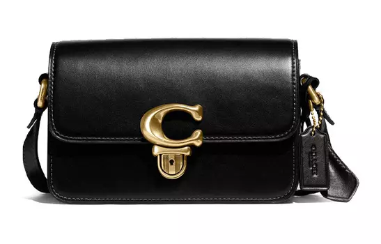 COACH Сумка-мессенджер из загорелой кожи Studio Tanned Small Square Bag, сумка через плечо, женская, черная, Trumpets