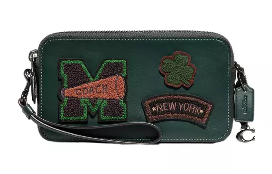 COACH Сумка-мессенджер Kira Glove из дубленой кожи, квадратная, через плечо, маленькая женская, темно-зеленая