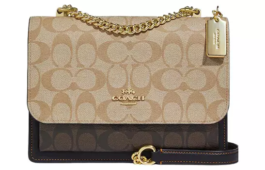 COACH Сумка-мессенджер Klare из коровьей кожи в стиле пэчворк, квадратная, через плечо, обычная женская, светло-хаки и коричневого цвета