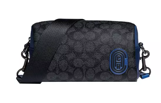 COACH Сумка-мессенджер Pacer из холста с кожаной подушкой, через плечо, маленькая, мужская, черно-серого цвета