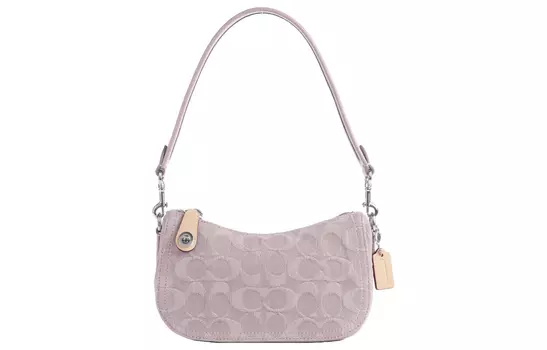 COACH Сумка-мессенджер Swinger Canvas с кожаной сумкой Crescent Bag Saddle Bag Handbag Bag, женская, розовая