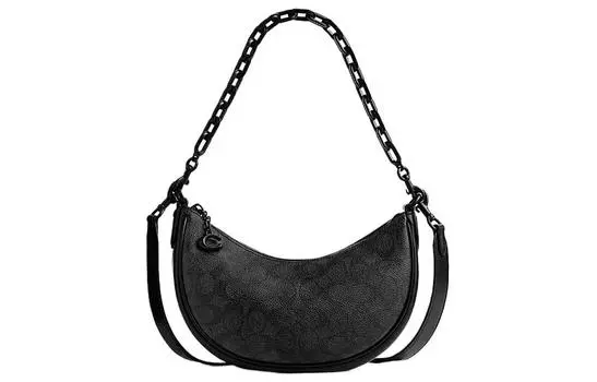 COACH Сумка Mira PVC Crescent, портативная сумка через плечо, женская, среднего размера, цвета угольно-черный и черный
