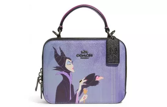 COACH Сумка на одно плечо из коровьей кожи, коллекция Disney, фиолетовая, женская