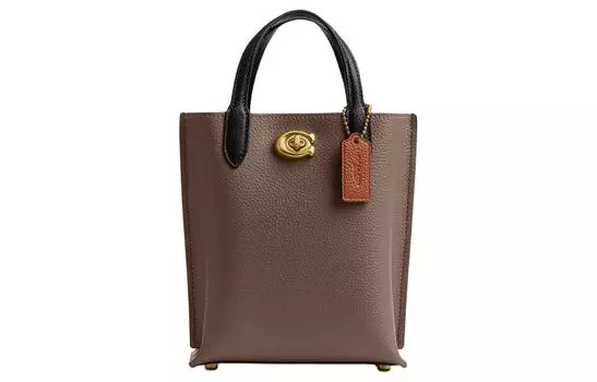 COACH Сумка на плечо из полированной кожи Willow, сумка через плечо, мини-сумка женская, латунь и черный камень, разноцветная
