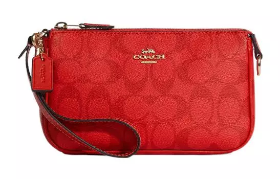 COACH Сумка Nolita Canvas с кожаным клатчем, сумка на плечо, сумка на запястье, клатч, маленькая женская, красная