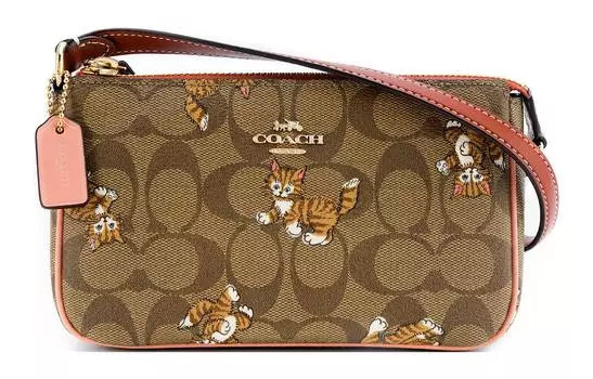 COACH Сумка Nolita Iconic из холщовой ткани с покрытием и гладкой кожей, женская сумка-труба цвета хаки с монограммой