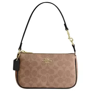 COACH Сумка Nolita из искусственной кожи, маленькая женская, коричневого, желтого и черного цветов