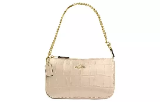 COACH Сумка Nolita из тисненой кожи под крокодила, женская сумка-труба, золото с оттенком слоновой кости