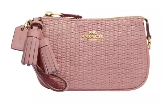 COACH Сумка Nolita Straw, плетеная из гладкой кожи, женская, розовая