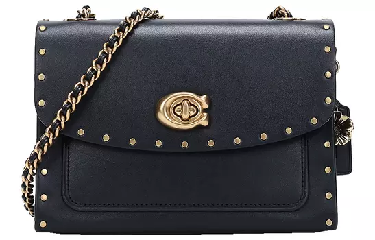 COACH Сумка Parker из коровьей кожи с цепочкой, женская, через плечо, черная