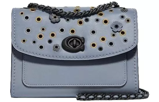 COACH Сумка Parker из коровьей кожи, через плечо, мини, женская, дымчато-голубая