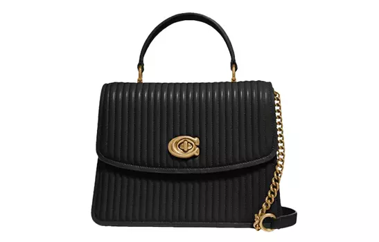 COACH Сумка Parker Sheepskin Handheld Bag, сумка через плечо, женская, черного цвета, небольшого размера