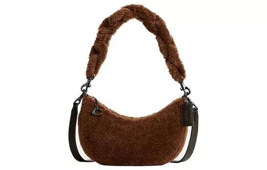 COACH Сумка-пельмень Mira Shearling, переносная сумка через плечо, женская, коричневого цвета