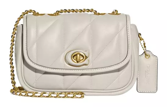 COACH Сумка Pillow Madison из мягкой кожи наппа, через плечо, среднего размера, женская, белого цвета