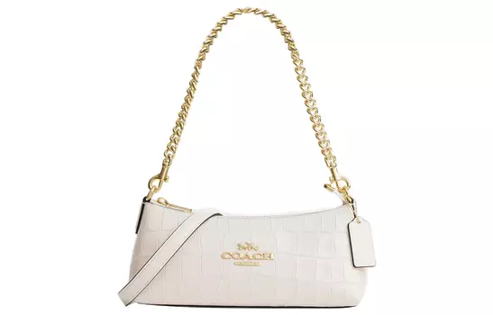 COACH Сумка-подушка из кожи, переносная сумка через плечо, женская сумка-мессенджер, цвет "меловой белый"