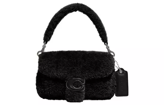 COACH Сумка-подушка из овчины, сумка-подушка, сумка через плечо, маленькая женская, черная